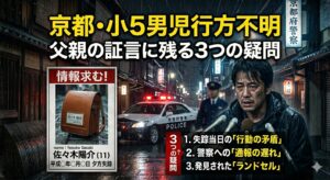 京都小5男児行方不明の全貌｜父親証言の矛盾・ドラレコ証拠・捜査の焦点と3つの可能性を徹底解説 | buzz-mania.space